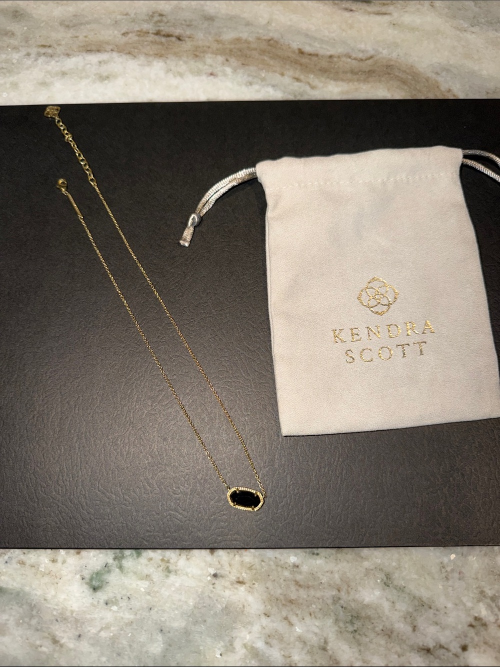 Kendra Scott Gold Necklace with Black Stone